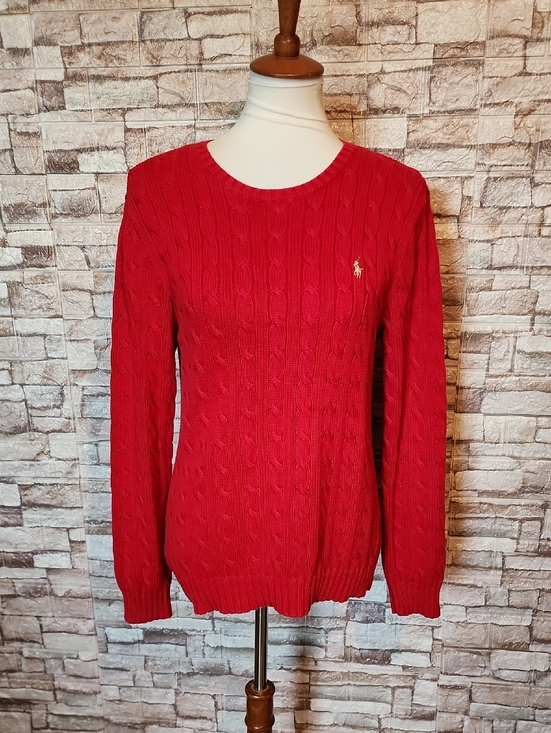 Polo Ralph Lauren Sweaters - Ralph Lauren Women’s Red Cable-Knit Crewneck Sweater